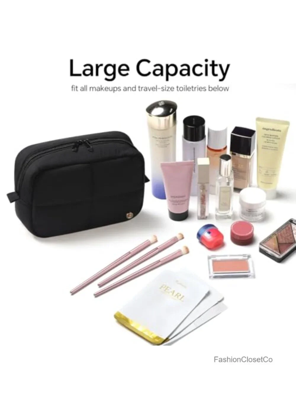 Quilted Makeup Bag Puffer Travel Toiletry Nylon Organizer Lightweight